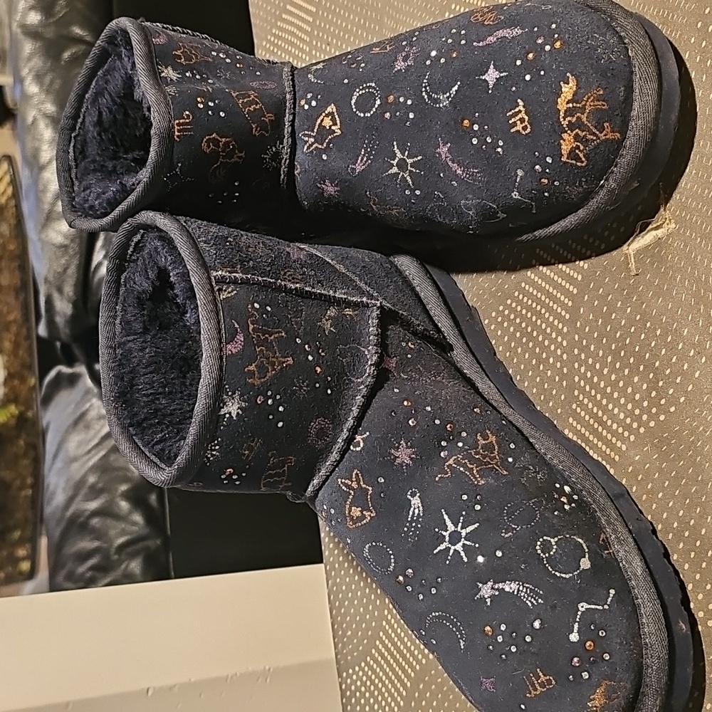 UGG Navy Faux-Fur Lined Women's Zodiac Boots. Size 7..free Shpg - Picture 2 of 9